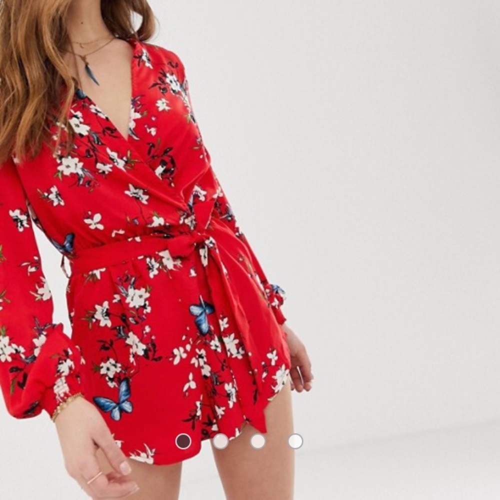 ASOS Parisian Long Sleeve Tie Waist Romper